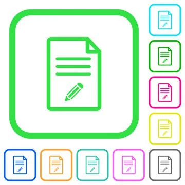 Edit document vivid colored flat icons Stockillustratie