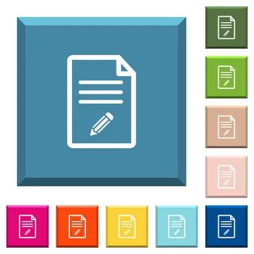 Edit document white icons on edged square buttons Illustrazione stock