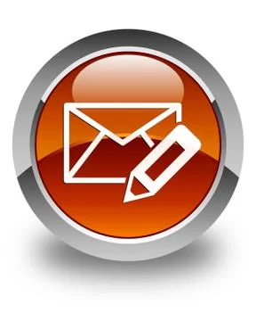 Edit email icon glossy brown round button Stock Illustration