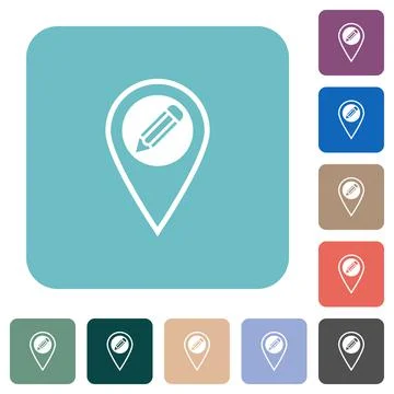 Edit GPS location rounded square flat icons Stock Illustration