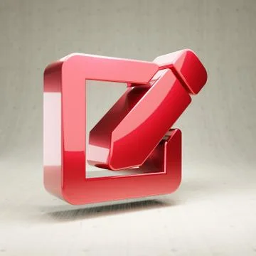 Edit icon. Red glossy metallic Edit symbol isolated on white concrete backgro Illustrazione stock