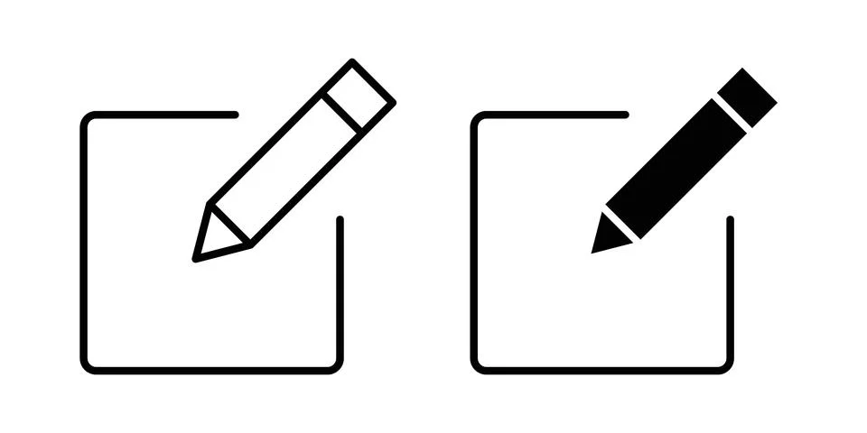 Edit icon solid, line, and editable vector set. Stockillustratie