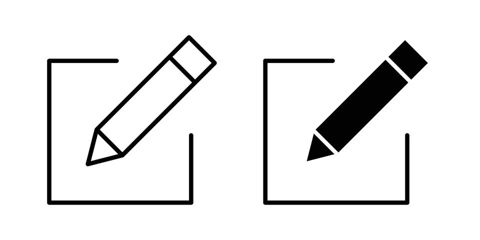 Edit icon vector concepts, line and silhouette style Stock Illustration
