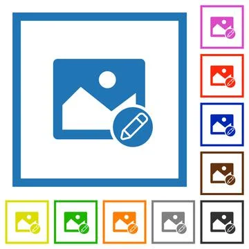 Edit image flat framed icons Illustrazione stock
