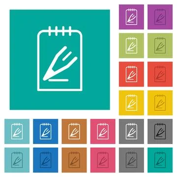 Edit note outline square flat multi colored icons Stock Illustration