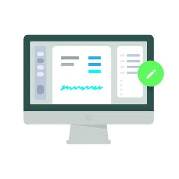 Edit online document. Computer editor, writing, contract, online education. Stock Illustration
