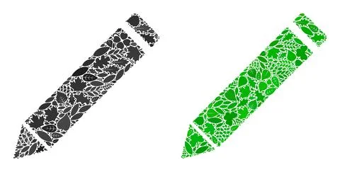Edit Pencil Icon Botany Collage of Floral Elements Stock Illustration