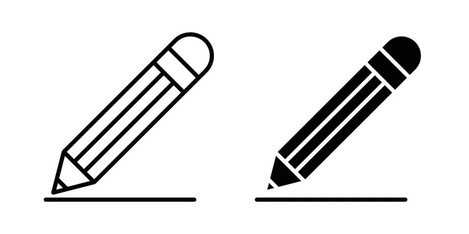 Edit pencil icon thin line and clipart style vector set Stock Illustration