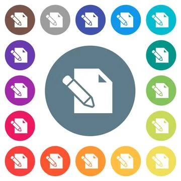 Edit with pencil solid flat white icons on round color backgrounds Stock Illustration