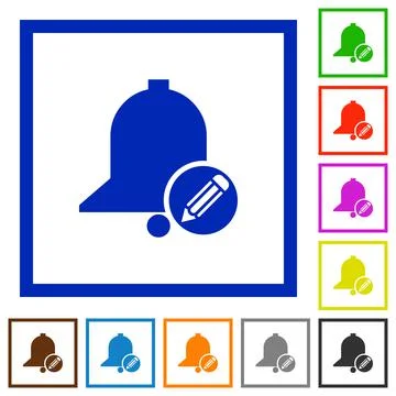 Edit reminder flat framed icons Stock Illustration