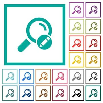 Edit search terms flat color icons with quadrant frames イラスト素材