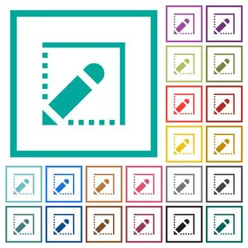 Edit shape flat color icons with quadrant frames Stock Illustration