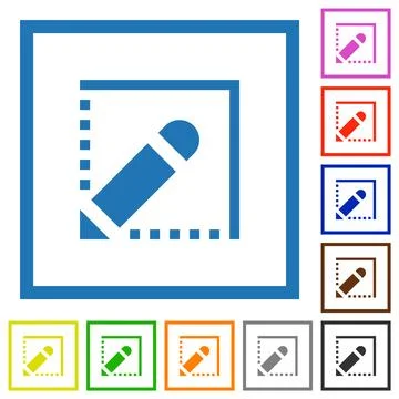 Edit shape flat framed icons Illustrazione stock