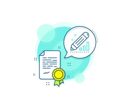 Edit statistics line icon. Pencil chart sign. Seo management. Vector Stock Illustration