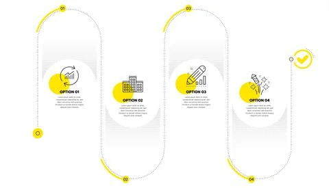 Edit statistics, Update data and Company icons set. Fireworks rocket sign Illustrazione stock