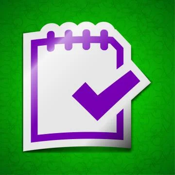 Edit text document icon sign. Symbol chic colored sticky label on green backgrou Stock Illustration