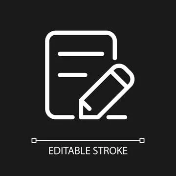 Edit text pixel perfect white linear ui icon for dark theme Stock Illustration
