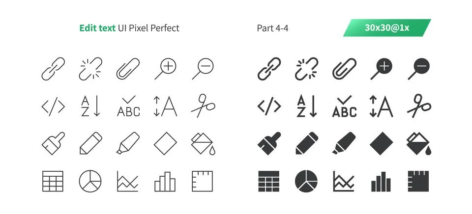 Edit text UI Pixel Perfect Well-crafted Vector Thin Line And Solid Icons 30 1x Stock Illustration