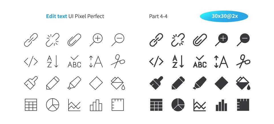 Edit text UI Pixel Perfect Well-crafted Vector Thin Line And Solid Icons 30 2x Stock Illustration
