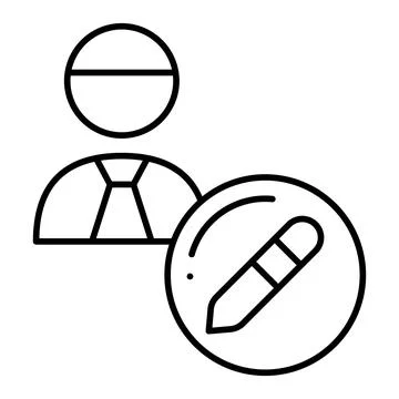 Edit User Line Icon Stock Illustration