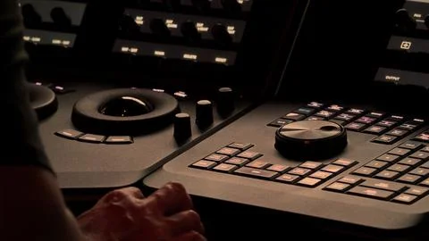 Edit video production control panel in studio. Editor editing and grade film  Stock Photos