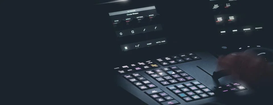 Edit video production control panel in studio. Editor editing and grade film  Stock Photos