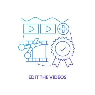 Edit videos blue gradient concept icon Stock Illustration
