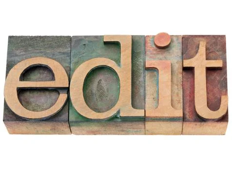  edit - word in letterpress type edit - isolated word in vintage wood lett... Stock Photos