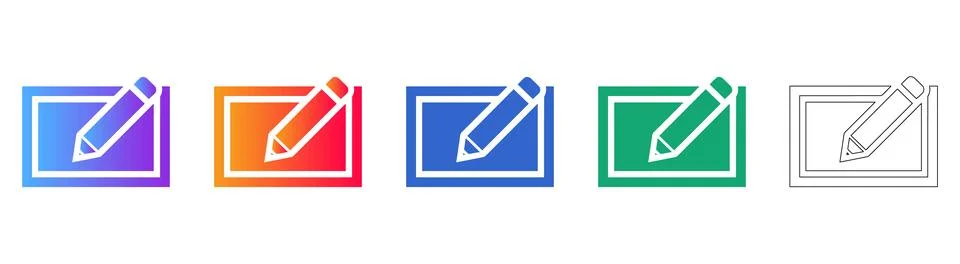 Edit Writing Pencil Document Icon Set Illustrazione stock