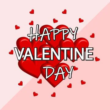 Editabe card with gradient of pink colors and background group of red hearts Illustrazione stock