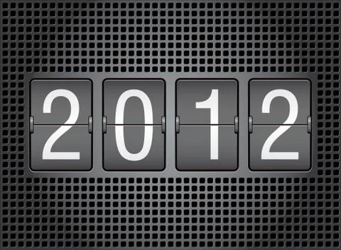 Editable 2012 new year on mechanical scoreboard Stock Illustration