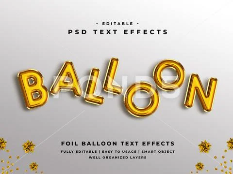 Editable 3d balloon style text effect - PSD Template Modello PSD