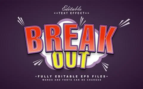 Editable 3d break out text effect Stock Illustration