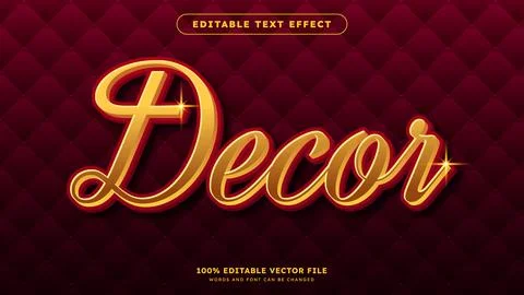 Editable 3d gold text effect Fancy font style perfect for logotype title or.. Ilustración de archivo