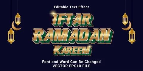 Editable 3d green iftar ramadan text effect Stock Illustration