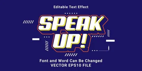 Editable 3d speak up with stroke shadow text effect Stock Illustration