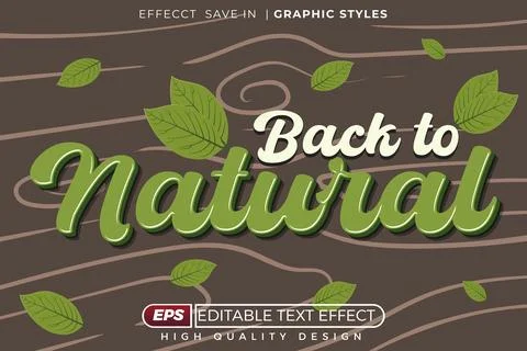 Editable 3d text effect back to nature Stock Illustration
