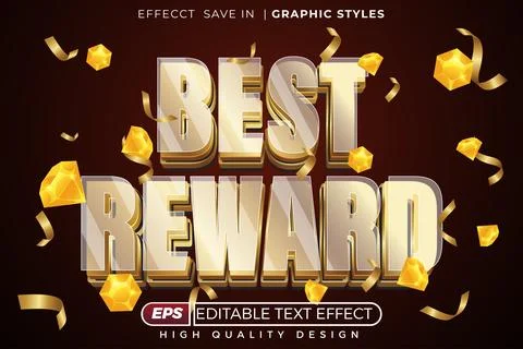 Editable 3d text effect best reward Stock Illustration
