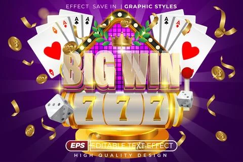 Editable 3d text effect big win Stock Illustration