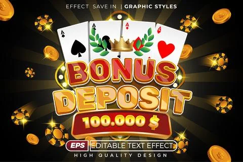 Editable 3d text effect bonus deposit Illustrazione stock