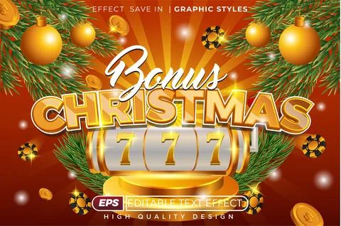 Editable 3d text effect bonus christmas Stock Illustration