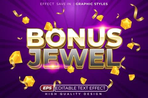 Editable 3d text effect bonus jewel Stock Illustration
