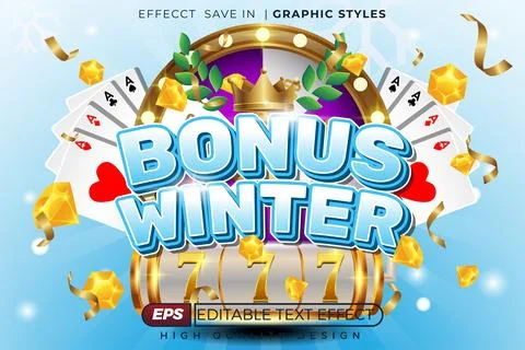 Editable 3d text effect bonus winter Stock Illustration