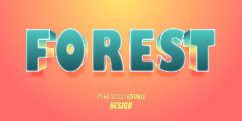 Editable 3D text effect with bright tosca gradient colors with playful themes fo Stock Illustration