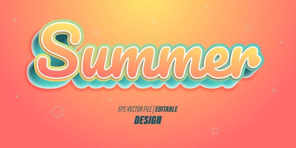 Editable 3D text effect with bright orange gradient colors with playful themes f Stock Illustration