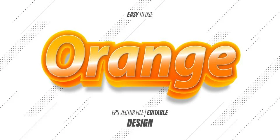 Editable 3D text effect with bright orange gradient colors with playful themes f Stock Illustration