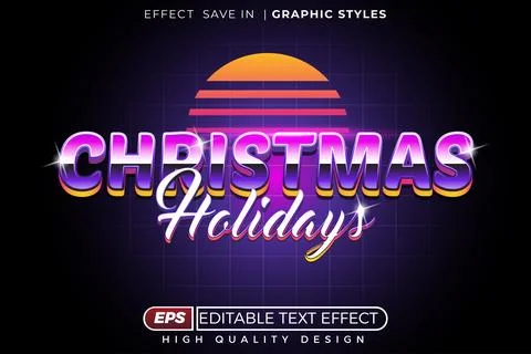 Editable 3d text effect Christmas holidays Illustrazione stock