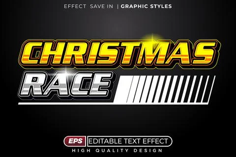Editable 3d text effect christmas race Stock Illustration