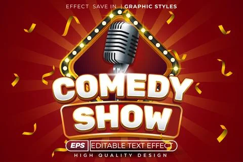 Editable 3d text effect comedy show Stock Illustration