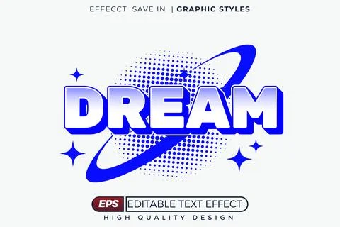 Editable 3d text effect dream Stock Illustration